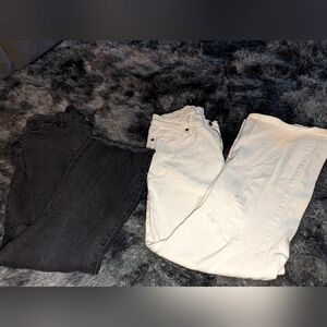 Ny&Co Black and White Distressed Capri Jeans Set